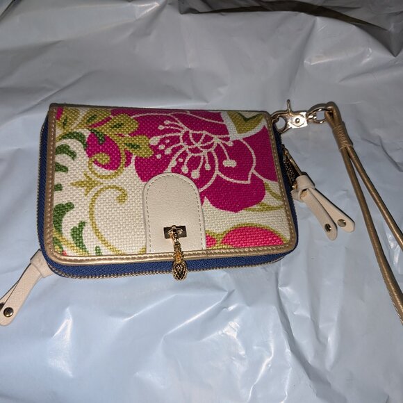 NEW Spartina 449 Womens Zip Around Wristlet - Floral - Picture 1 of 4